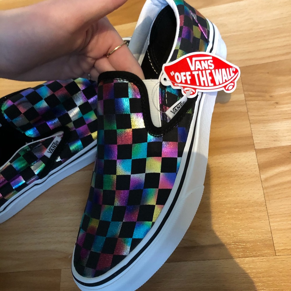 Brand new iridescent checkered vans